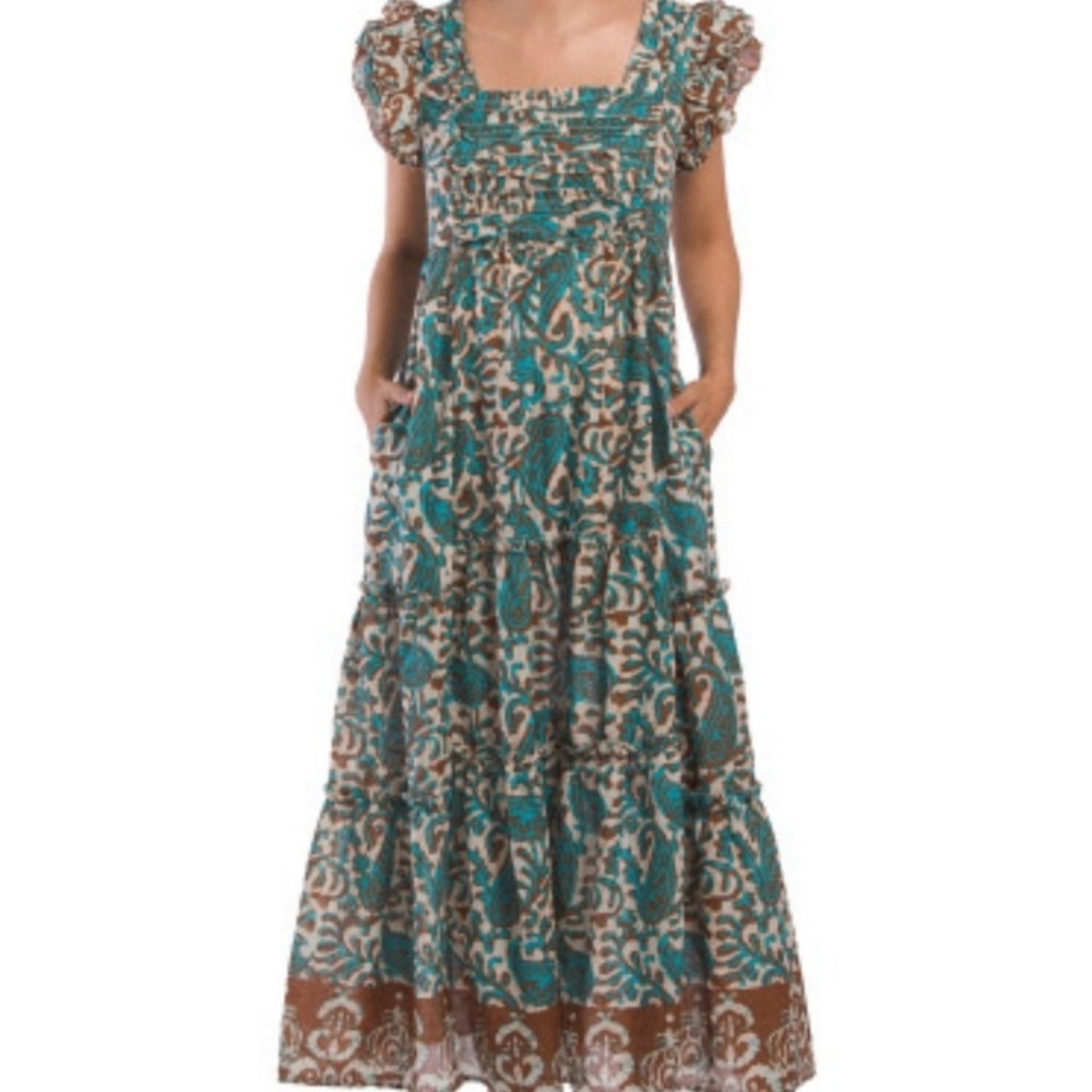 House of Harlow Block Print Maxi‎ Dress Open Back XS